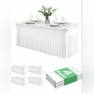 4 Pack Spandex Table Cover Skirts for 6ft Rectangle Tables